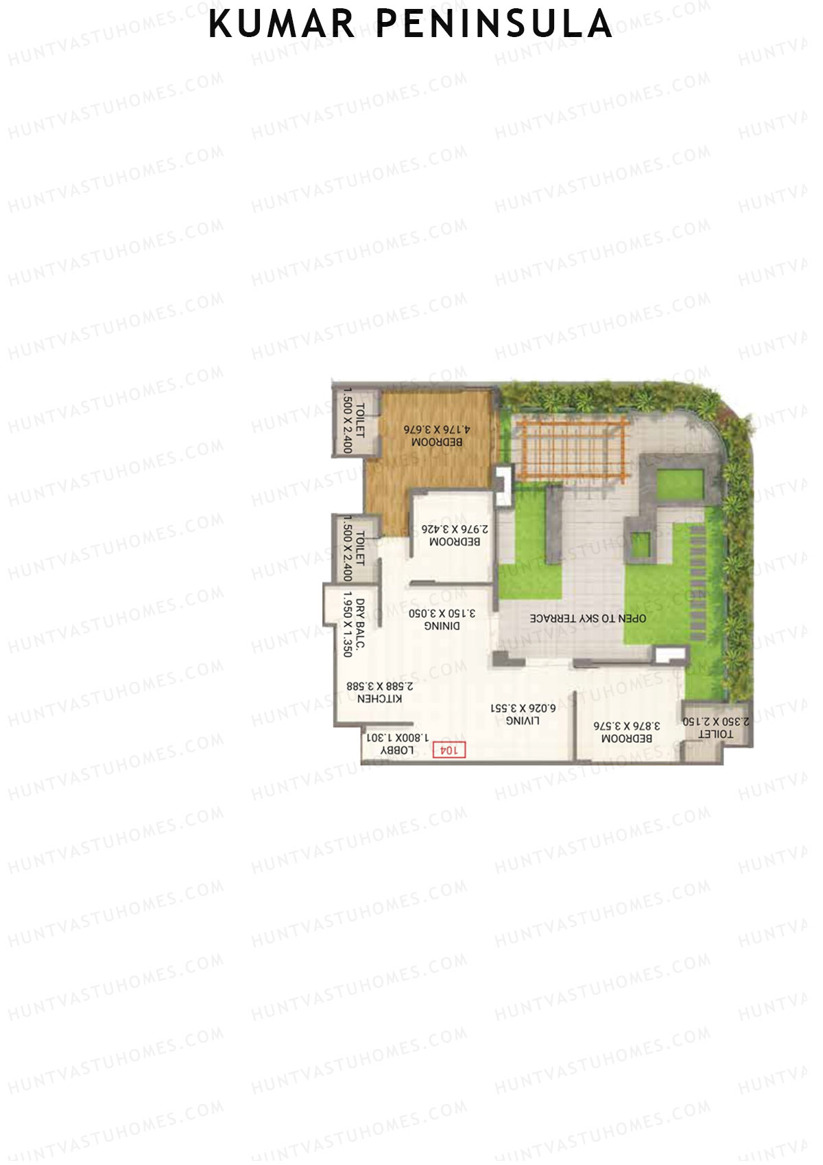 Kumar Peninsula Tower D Unit 4 Floor Plan