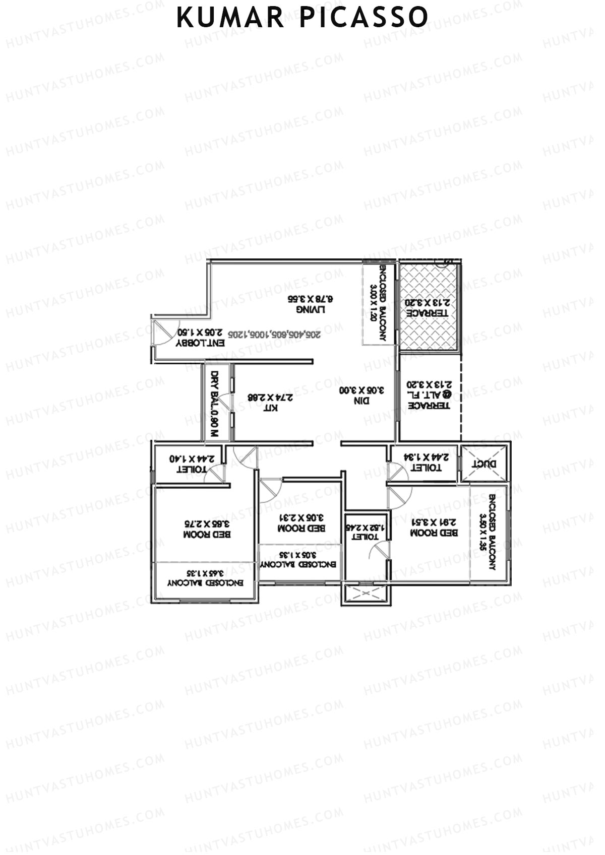 Kumar Picasso Tower E Unit 3 Floor Plan