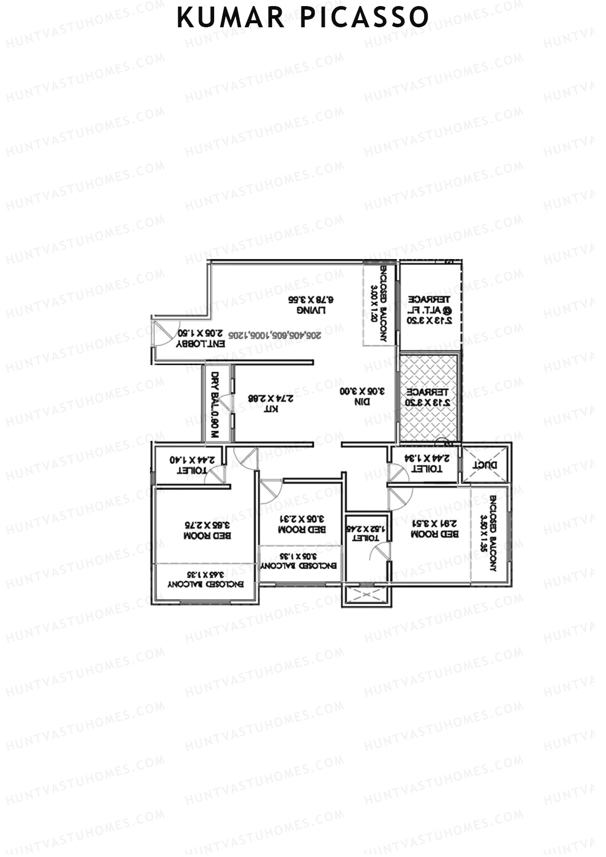 Kumar Picasso Tower E Unit 3 Floor Plan