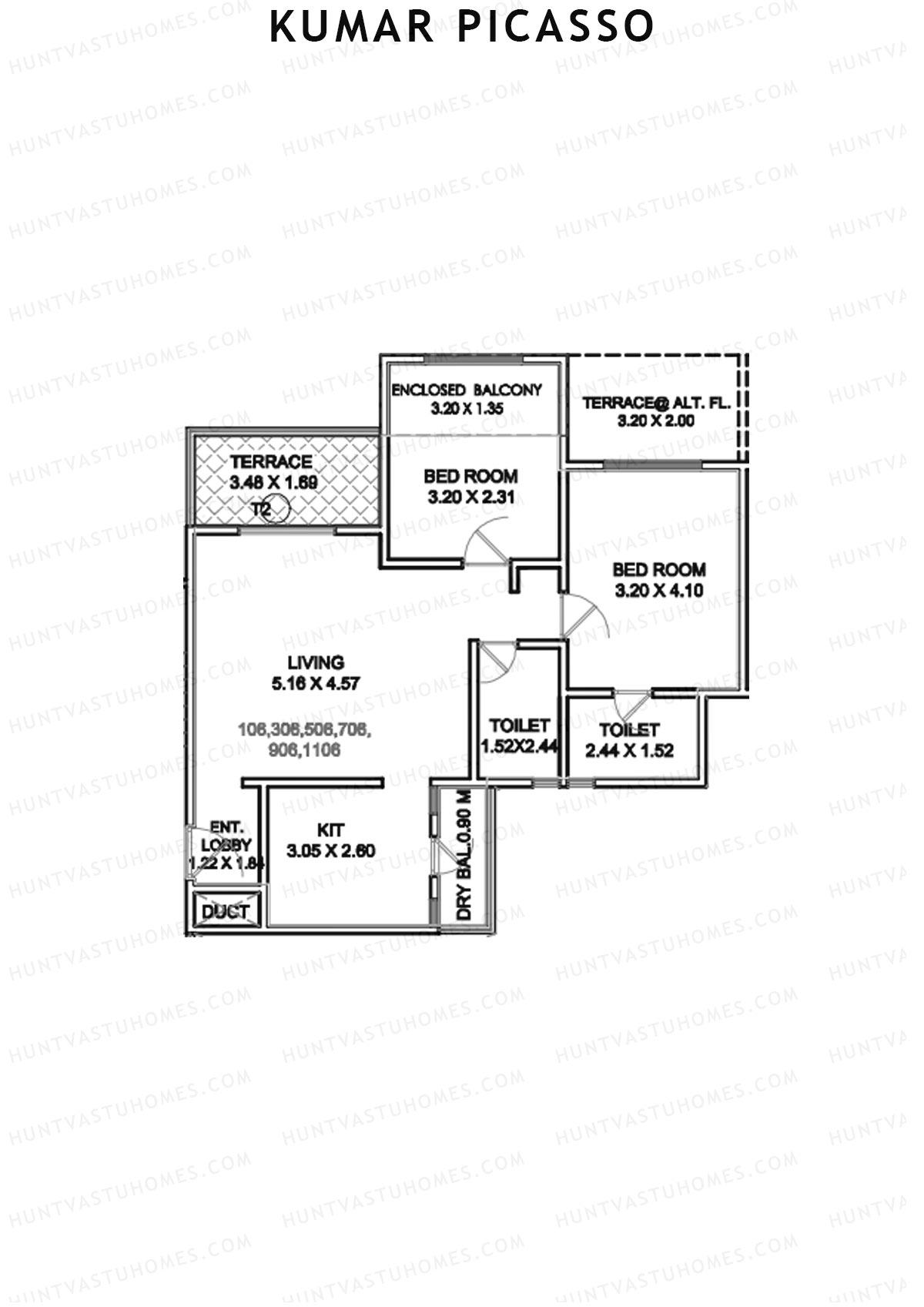 Kumar Picasso Tower E Unit 6 Floor Plan