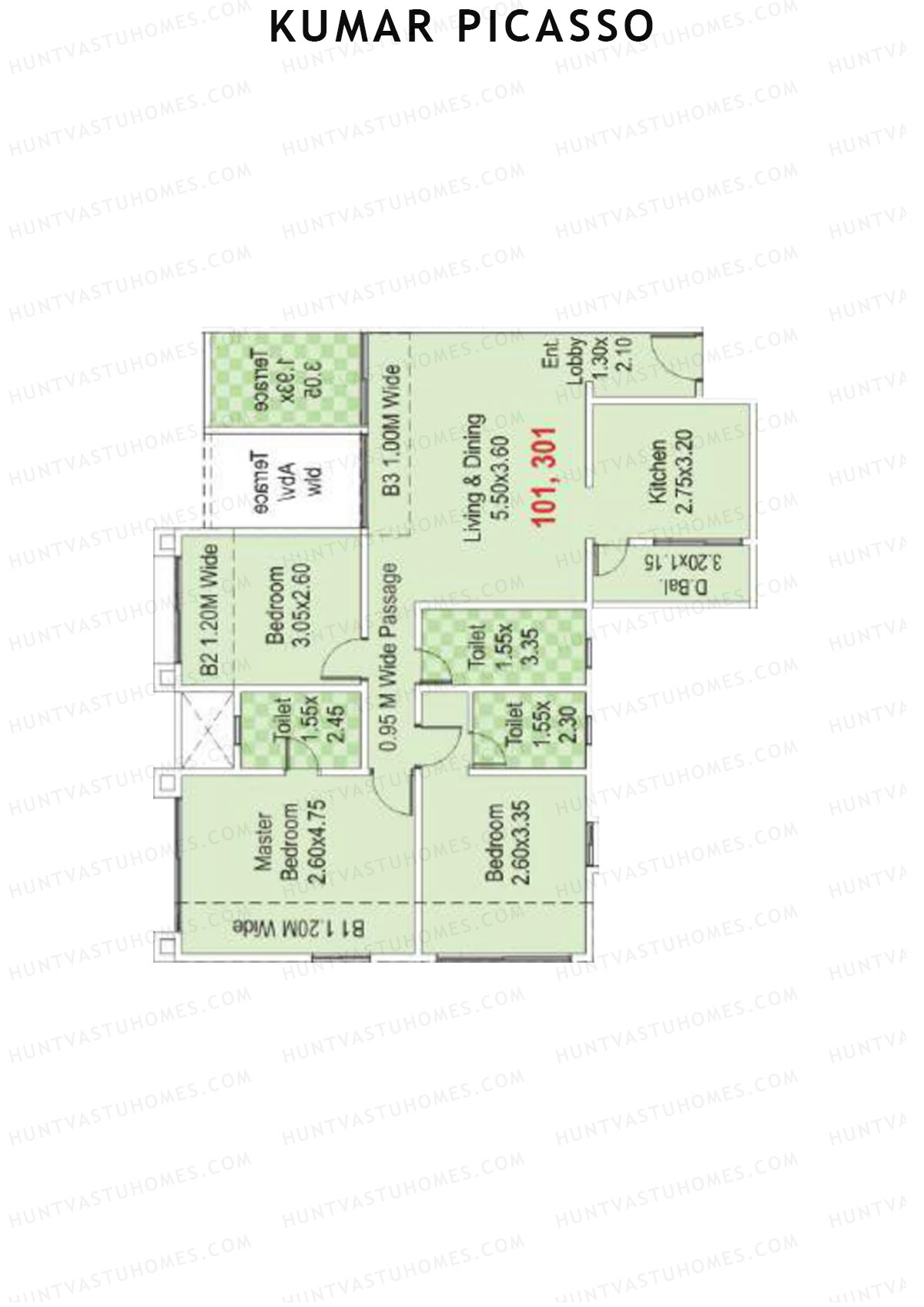 Kumar Picasso N Wing N1 Unit 1 Floor Plan