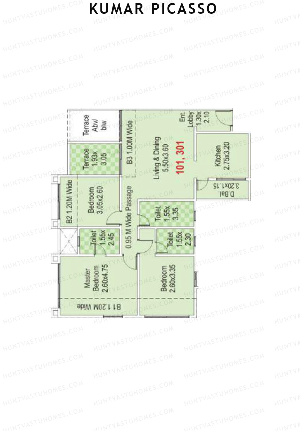 Kumar Picasso N Wing N1 Unit 1 Floor Plan