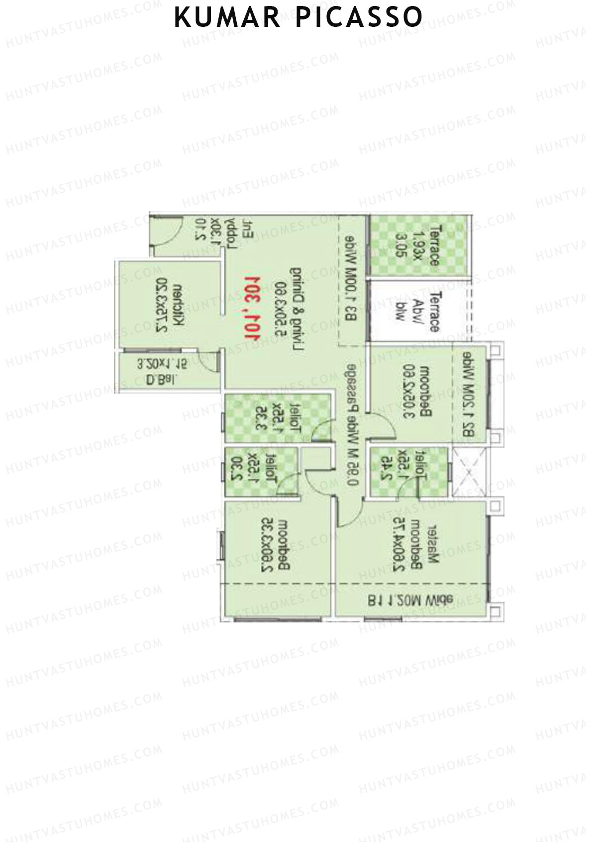 Kumar Picasso N Wing N1 Unit 2 Floor Plan