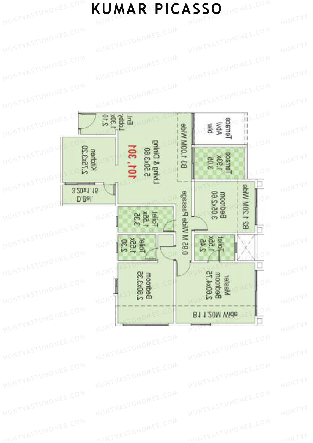 Kumar Picasso N Wing N1 Unit 2 Floor Plan