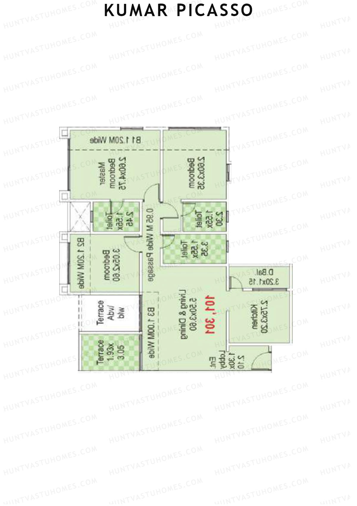 Kumar Picasso N Wing N2 Unit 1 Floor Plan