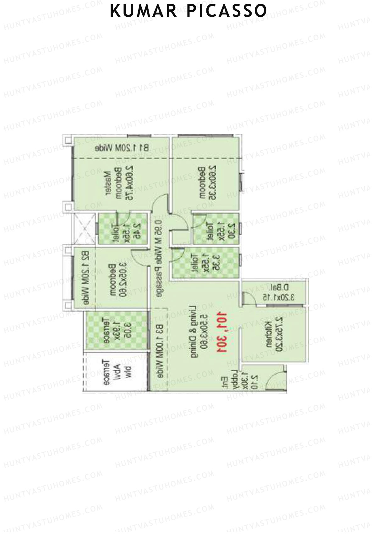Kumar Picasso N Wing N2 Unit 1 Floor Plan