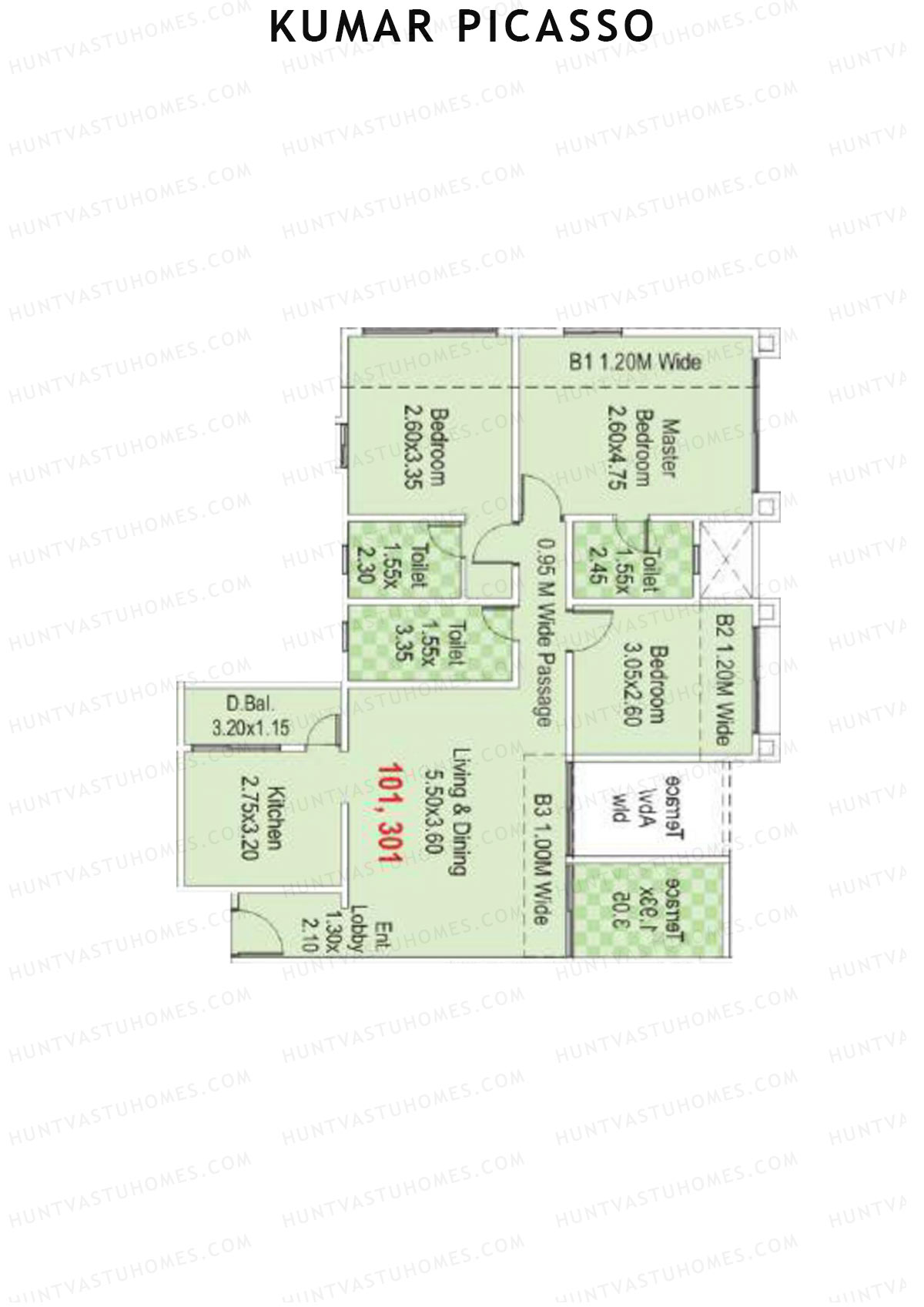 Kumar Picasso N Wing N2 Unit 2 Floor Plan