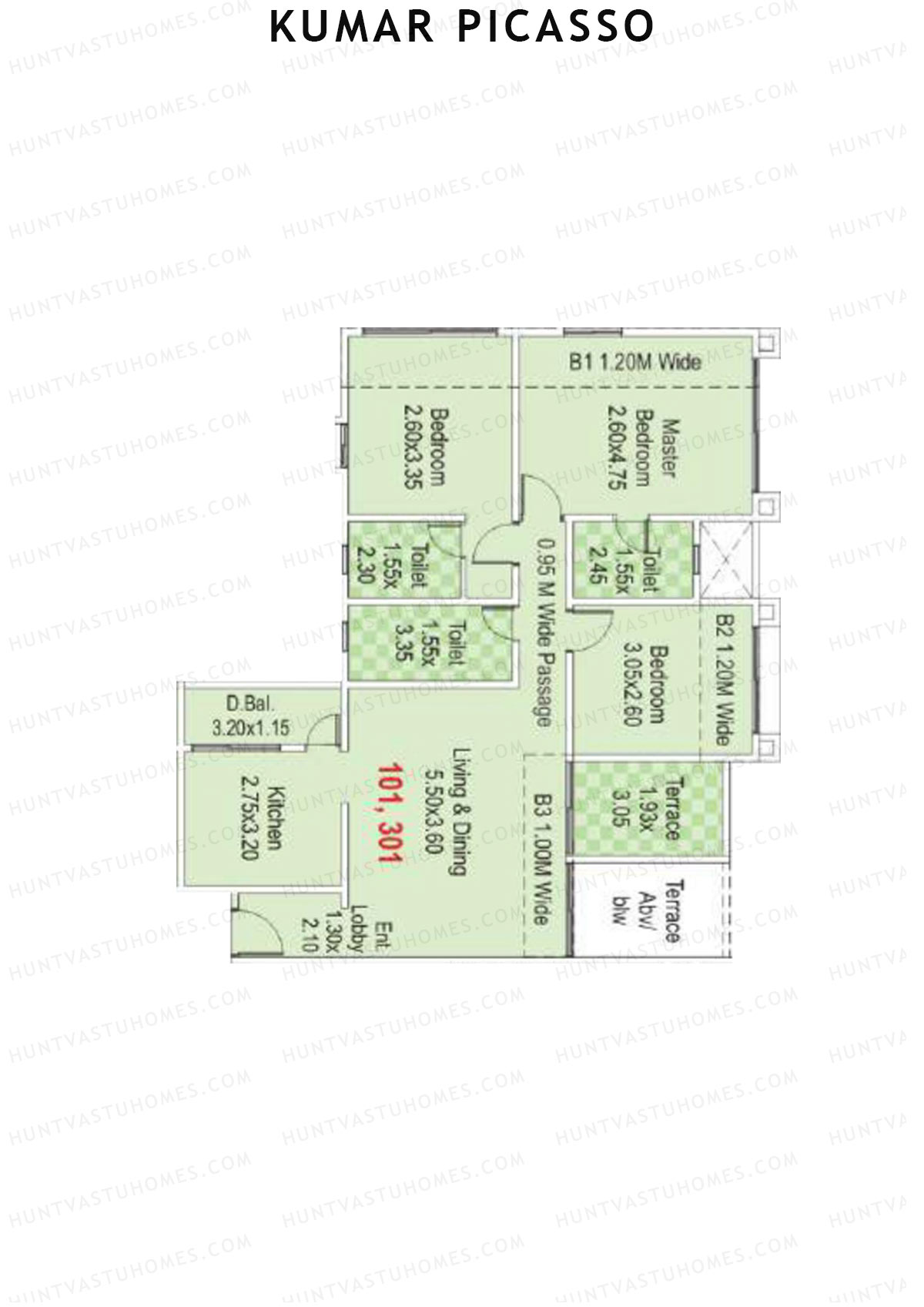 Kumar Picasso N Wing N2 Unit 2 Floor Plan