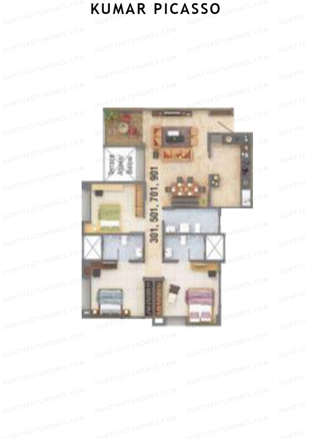 Kumar Picasso O Wing 1 Unit 1 Floor Plan