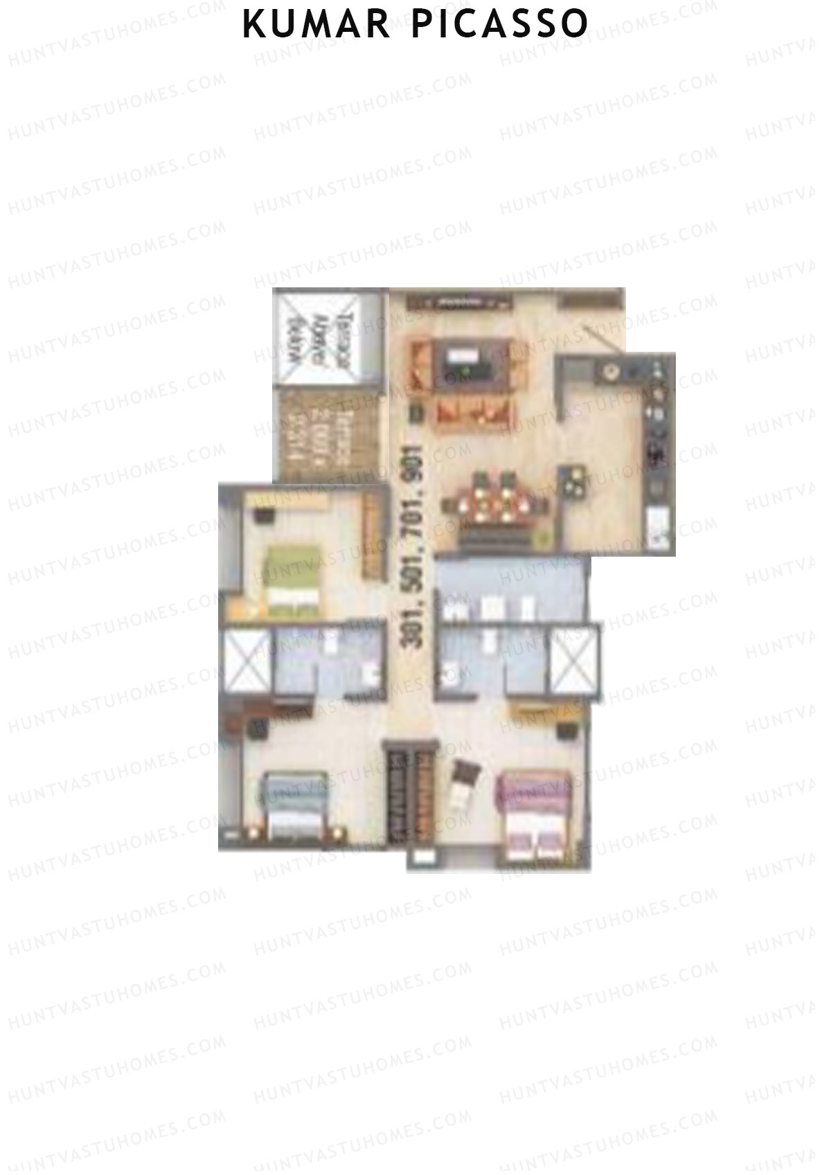 Kumar Picasso O Wing 1 Unit 1 Floor Plan