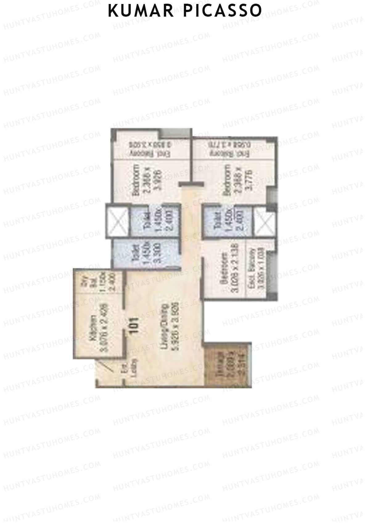 Kumar Picasso O Wing 2 Unit 1 Floor Plan