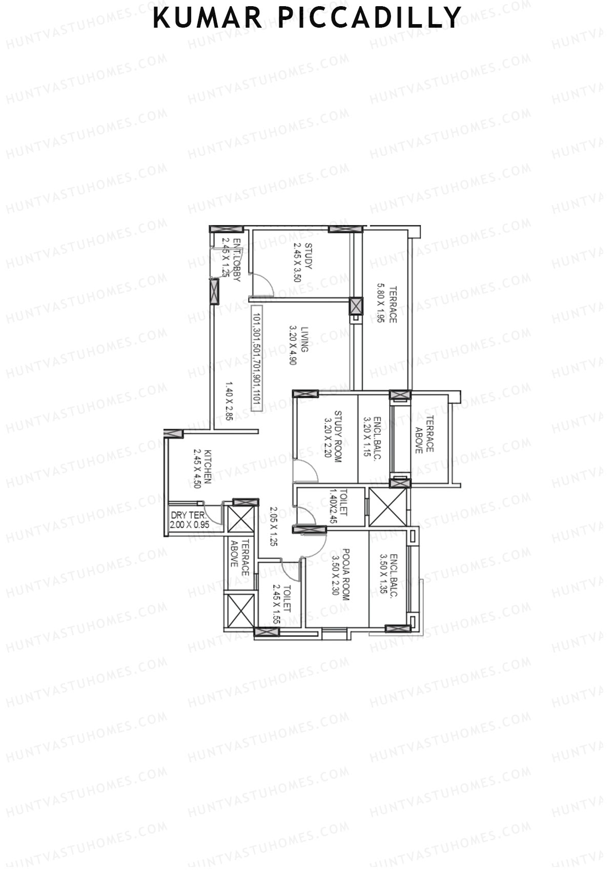 Kumar Piccadilly Tower E Unit 1 Floor Plan
