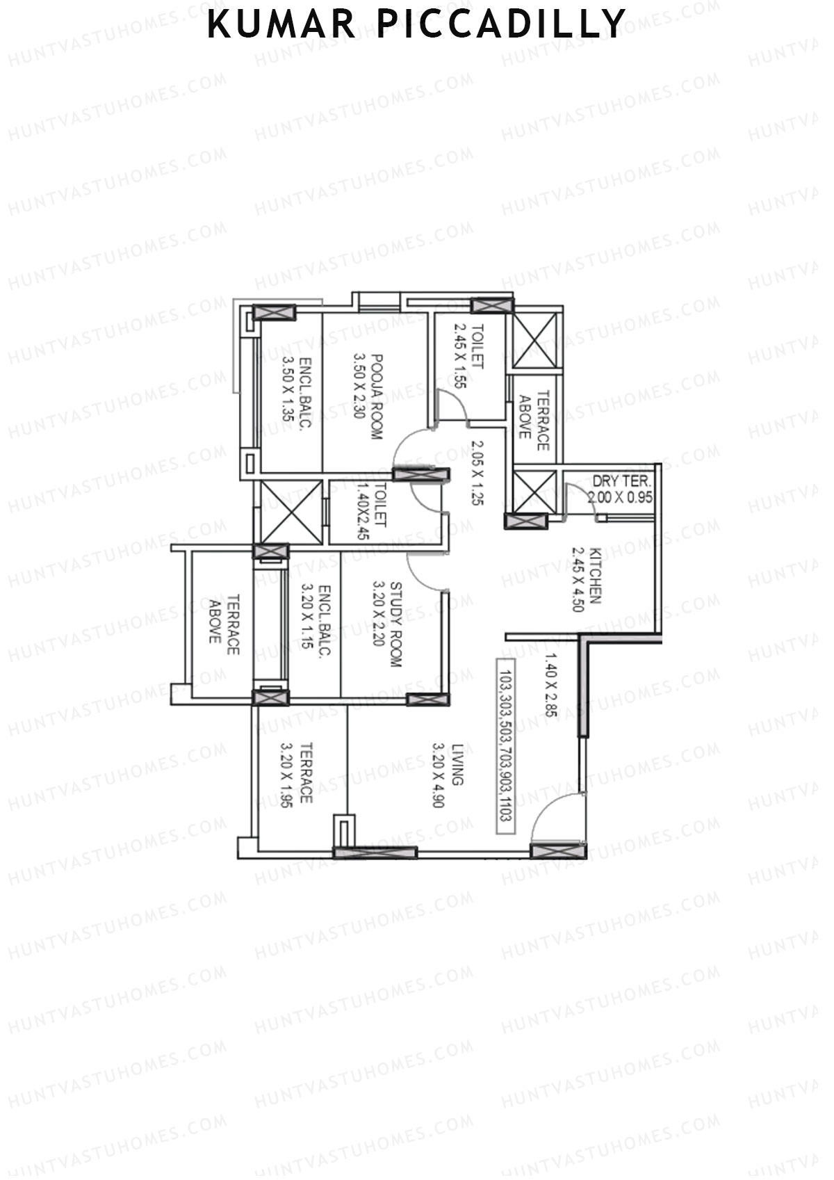 Kumar Piccadilly Tower E Unit 3  Floor Plan