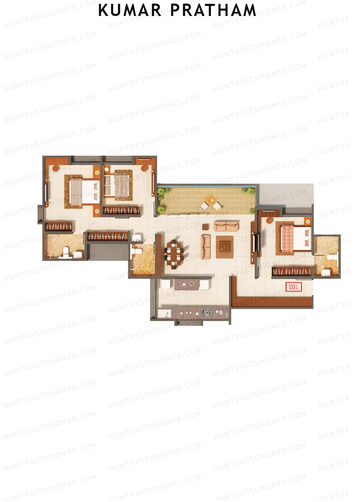 Kumar Pratham Tower C Unit 1 Floor Plan