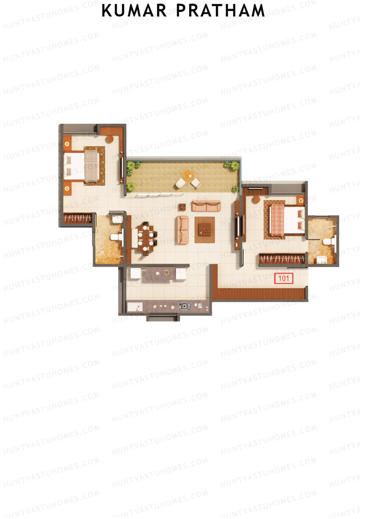 Kumar Pratham Tower C Unit 1 Floor Plan