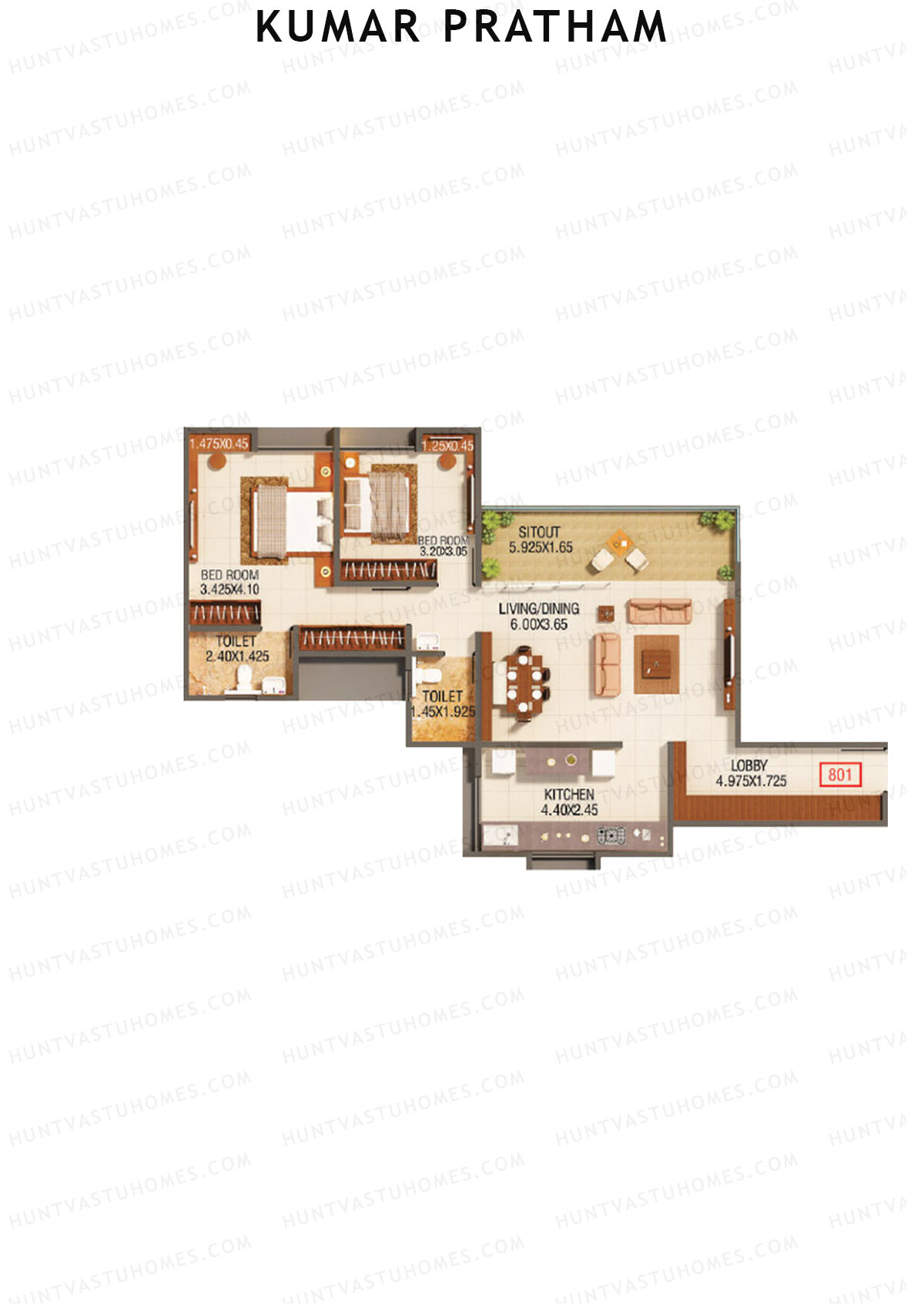 Kumar Pratham Tower C Unit 1 Floor Plan