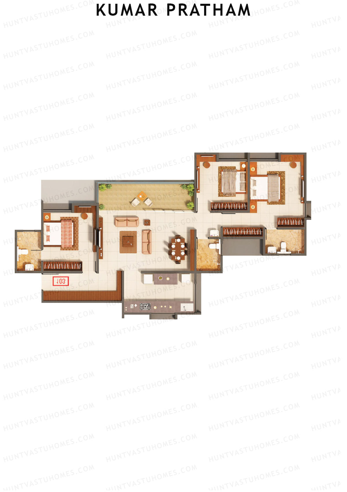 Kumar Pratham Tower C Unit 2 Floor Plan