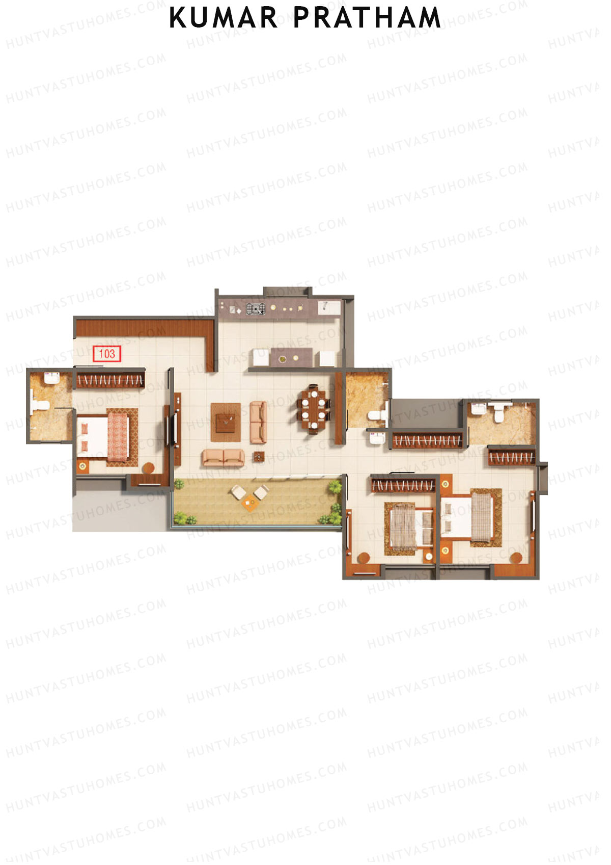 Kumar Pratham Tower C Unit 3 Floor Plan