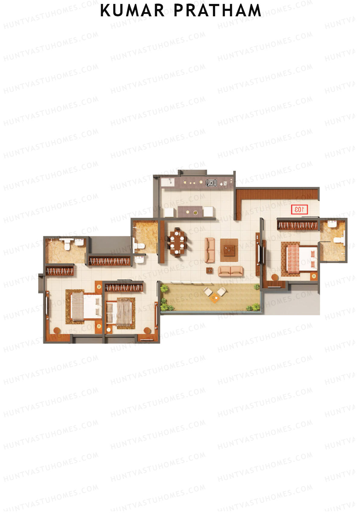 Kumar Pratham Tower C Unit 4 Floor Plan