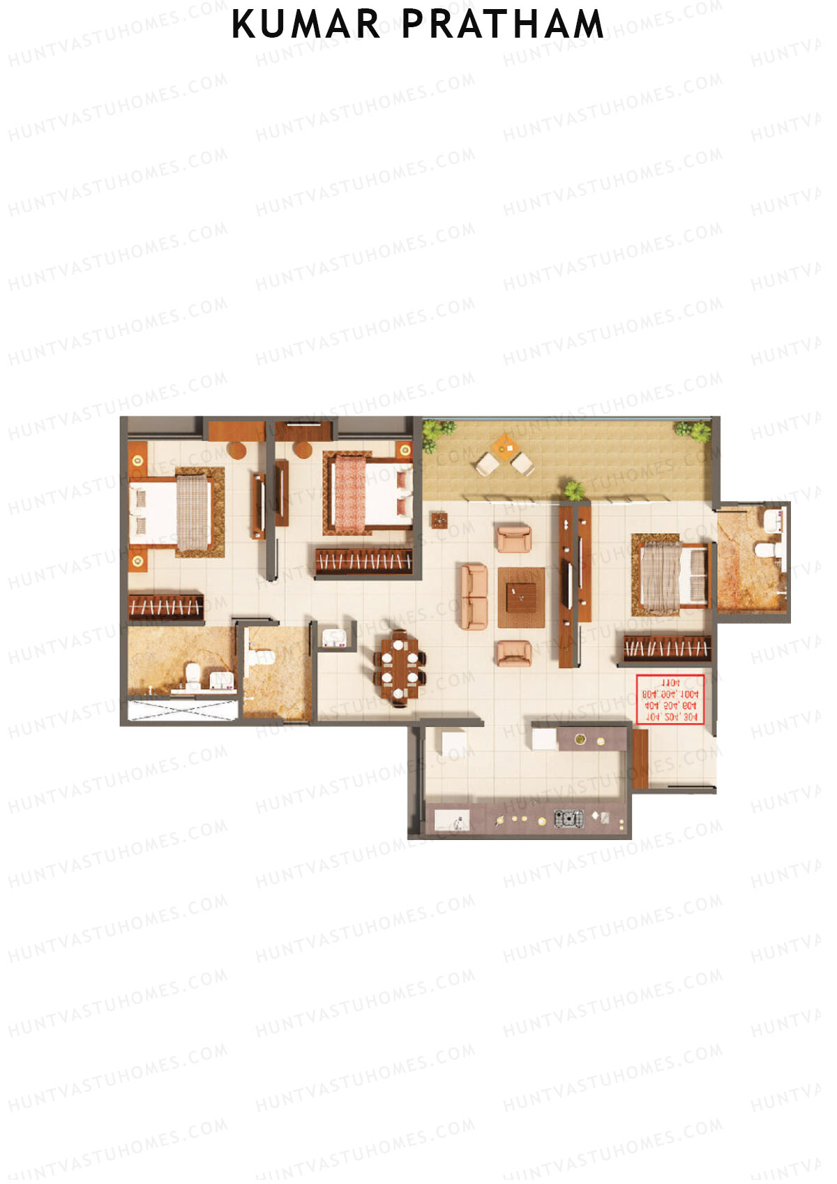 Kumar Pratham Tower D Unit 1 Floor Plan