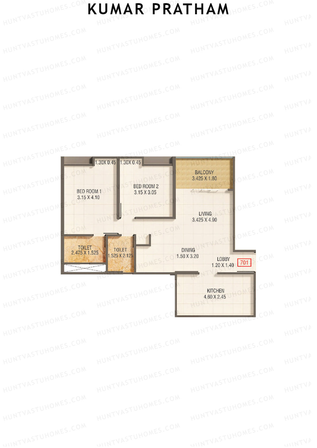 Kumar Pratham Tower D Unit 1 Floor Plan