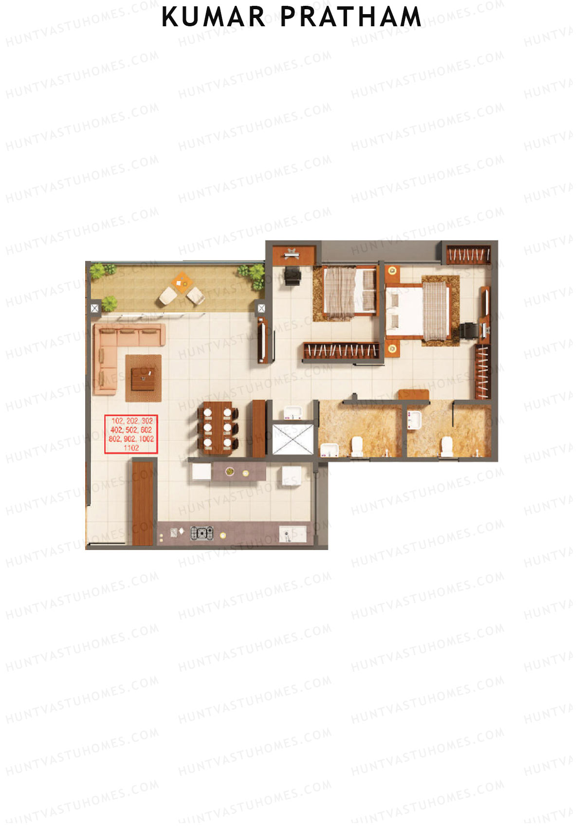Kumar Pratham Tower D Unit 2 Floor Plan