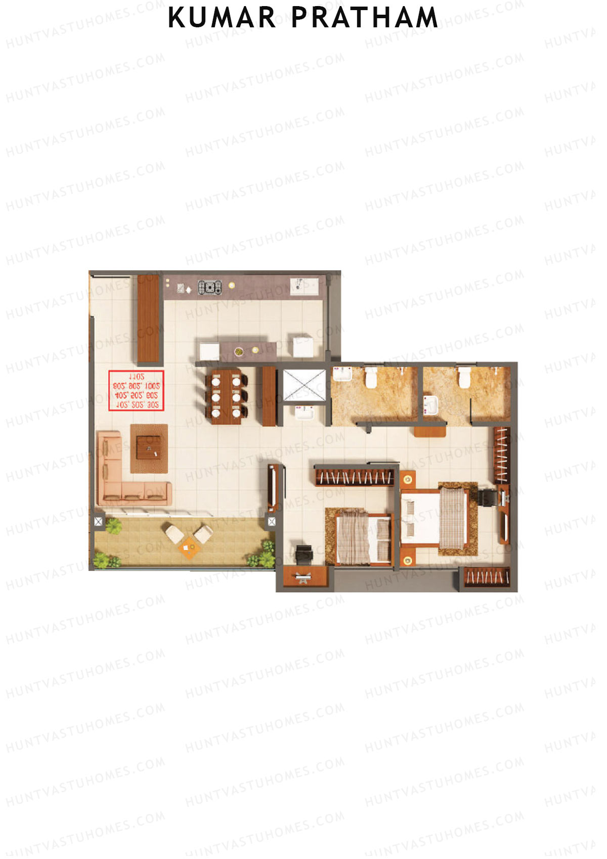 Kumar Pratham Tower D Unit 3 Floor Plan