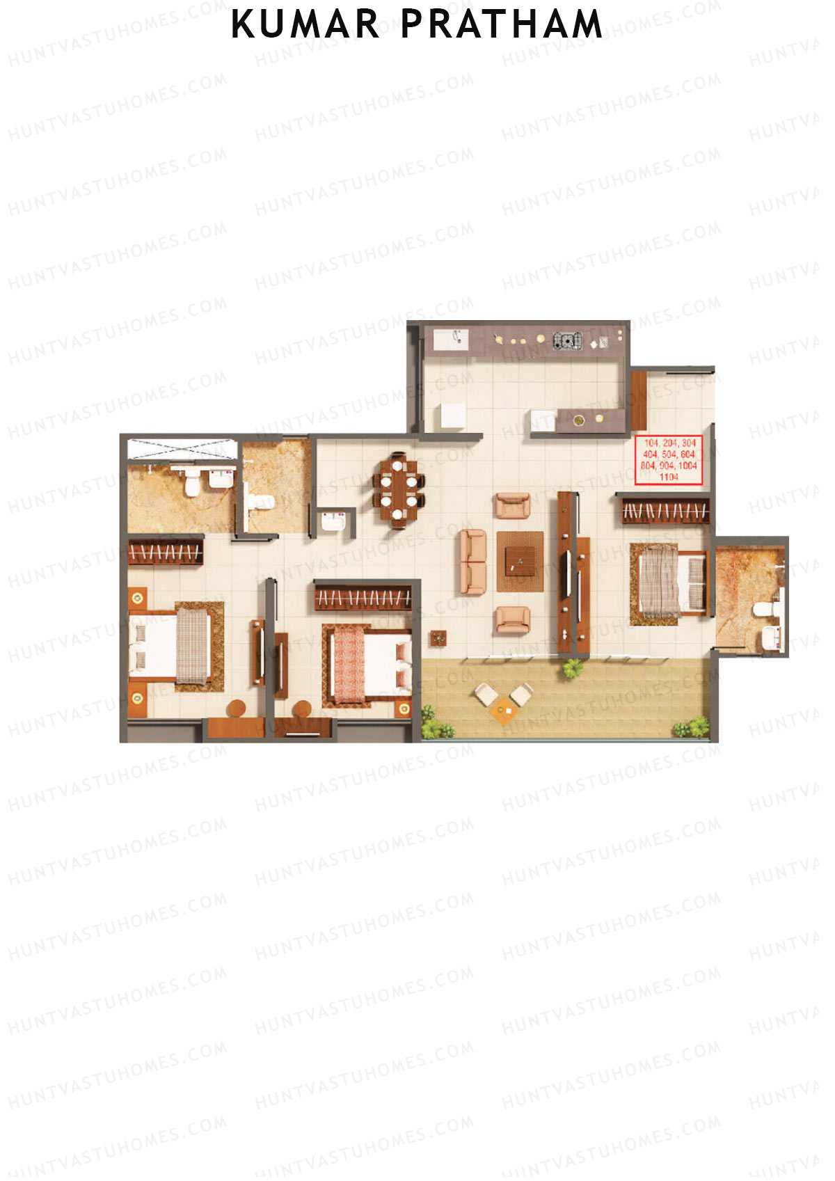 Kumar Pratham Tower D Unit 4 Floor Plan