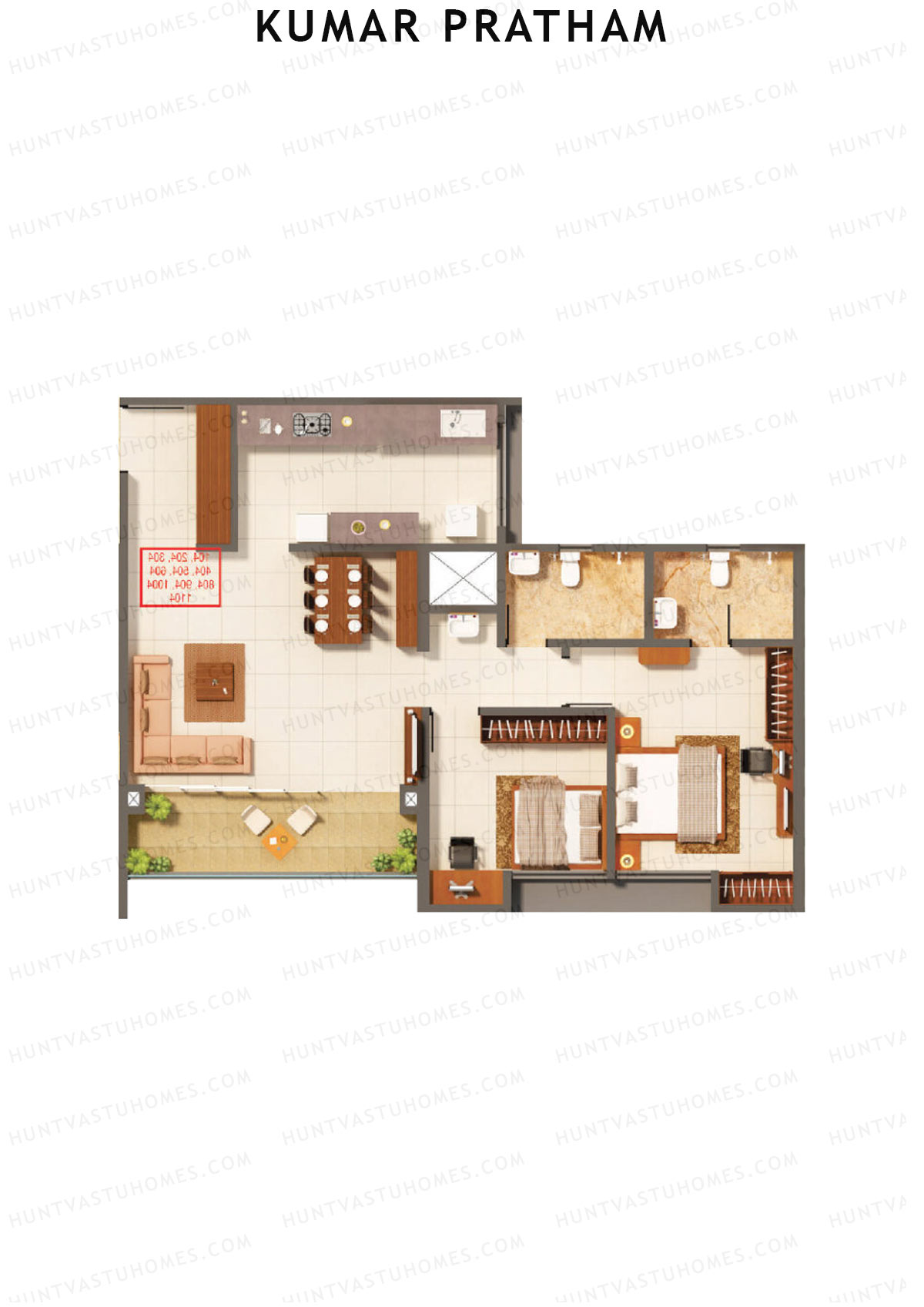 Kumar Pratham Tower E Unit 3 Floor Plan