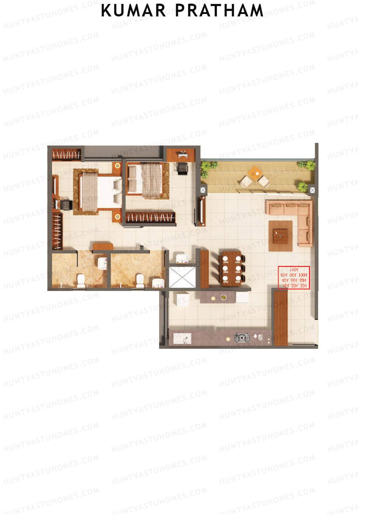 Kumar Pratham Tower G Unit 1 Floor Plan