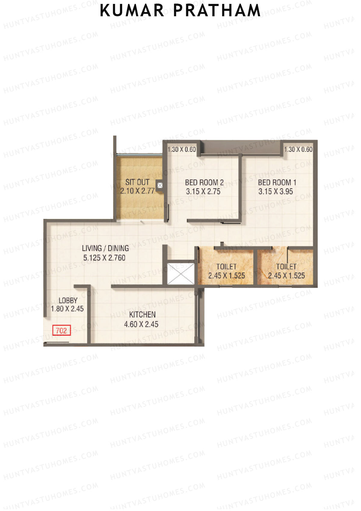Kumar Pratham Tower G Unit 2 Floor Plan