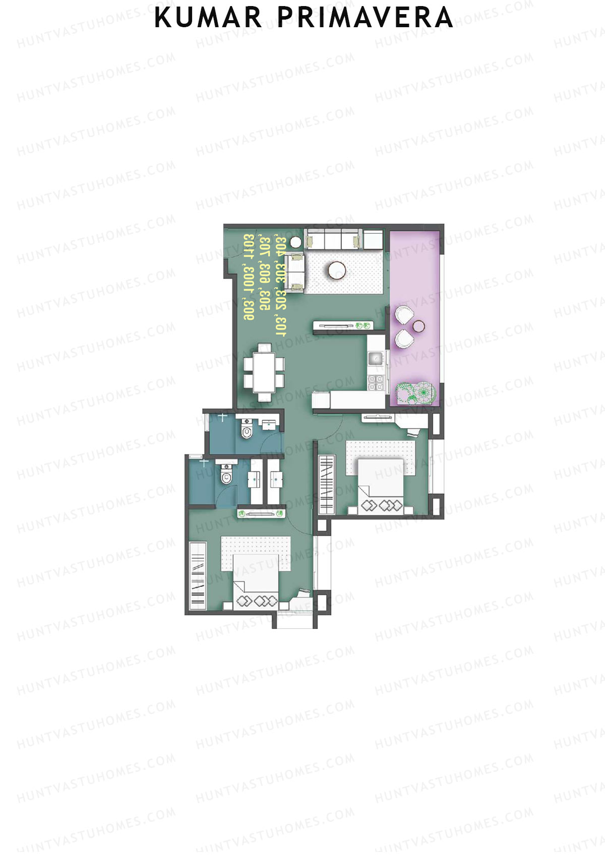 Kumar Primavera Tower B6 Unit 2 Floor Plan