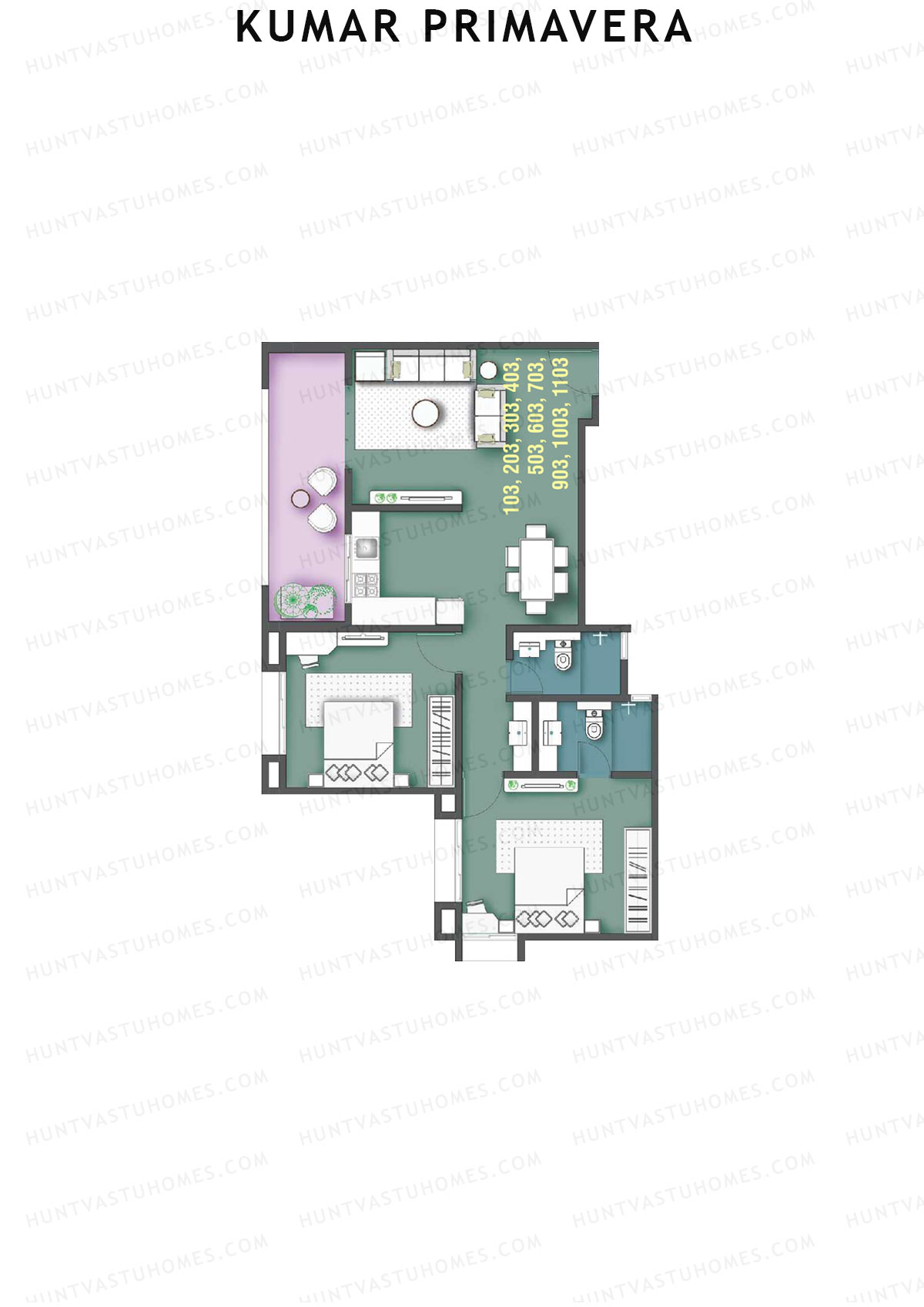 Kumar Primavera Tower B6 Unit 3 Floor Plan