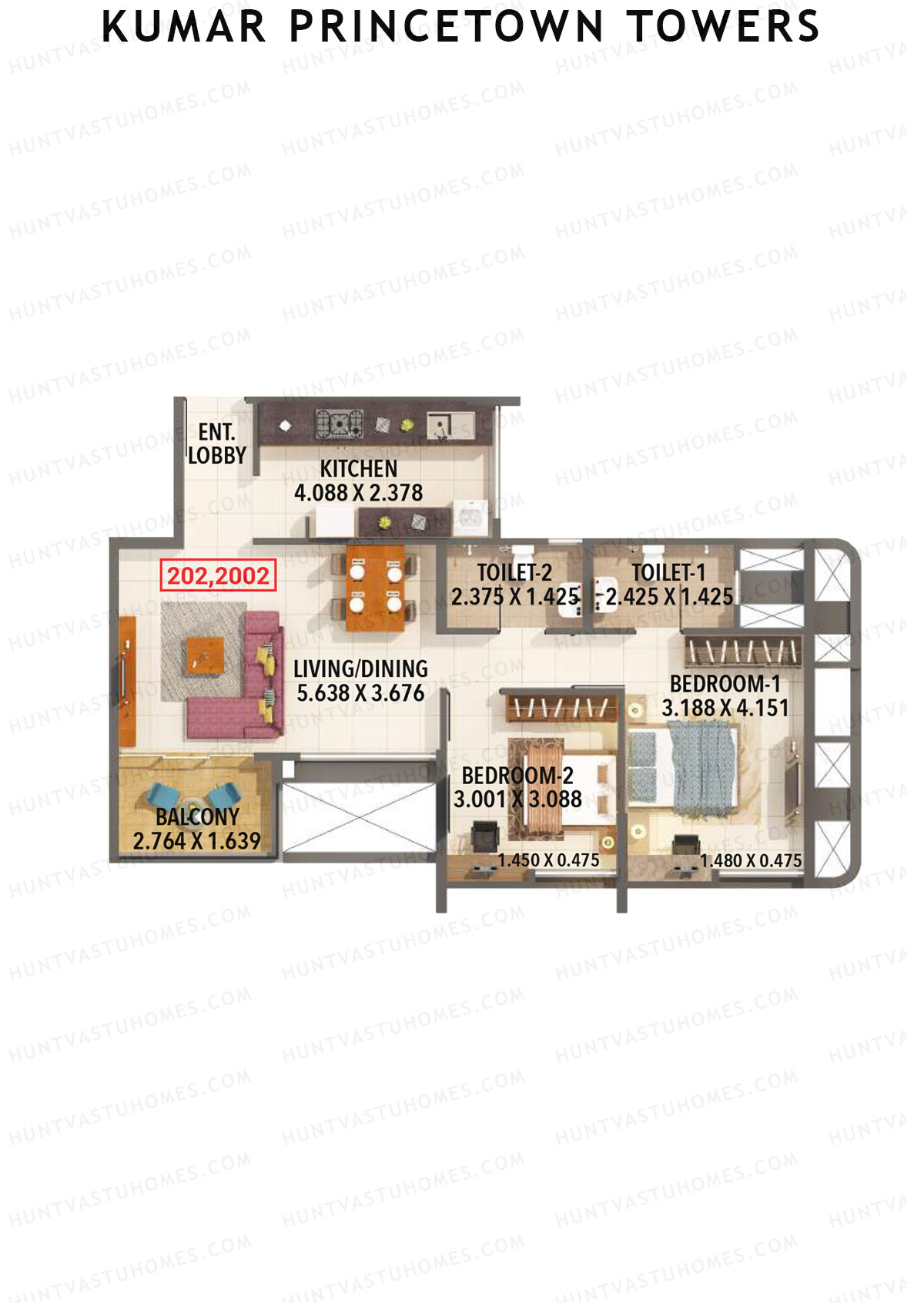Kumar Princetown Towers Tower C1 Unit 2 Floor Plan