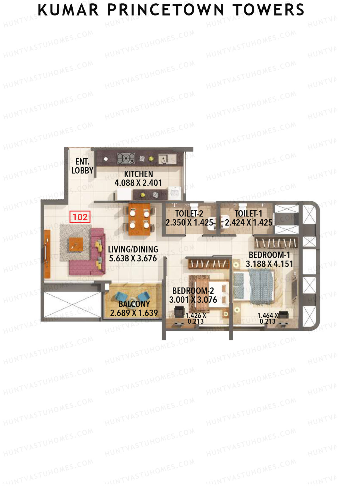 Kumar Princetown Towers Tower C1 Unit 2 Floor Plan