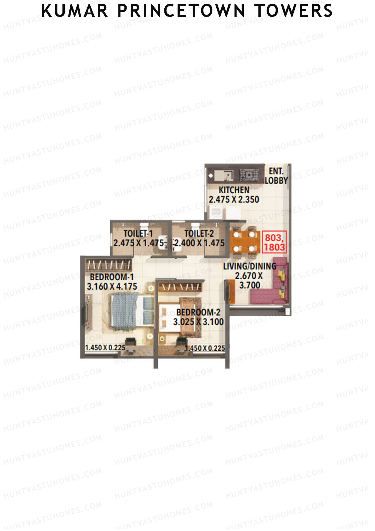 Kumar Princetown Towers Tower C1 Unit 3 Floor Plan