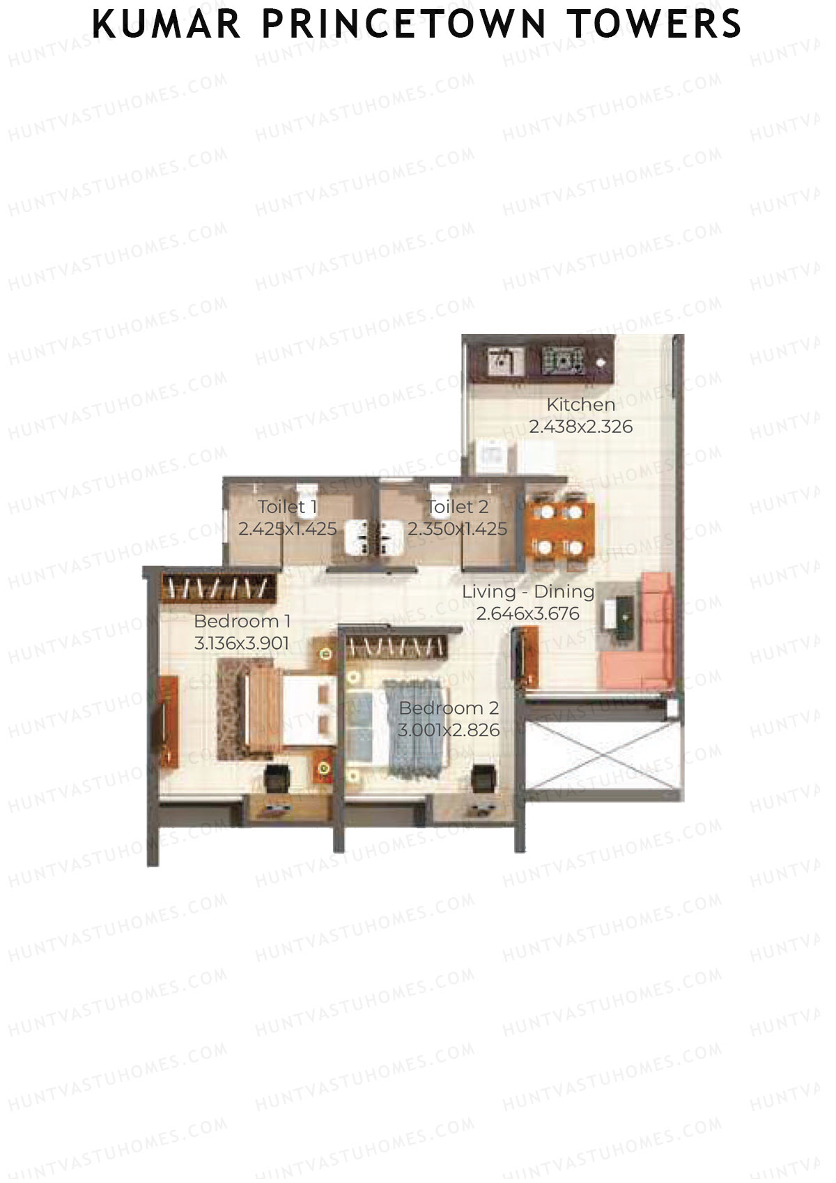 Kumar Princetown Towers Tower C2 Unit 3 Floor Plan