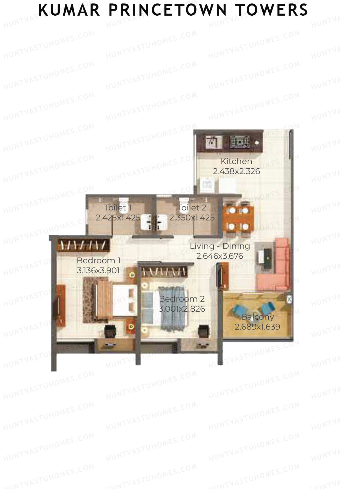 Kumar Princetown Towers Tower C2 Unit 3 Floor Plan