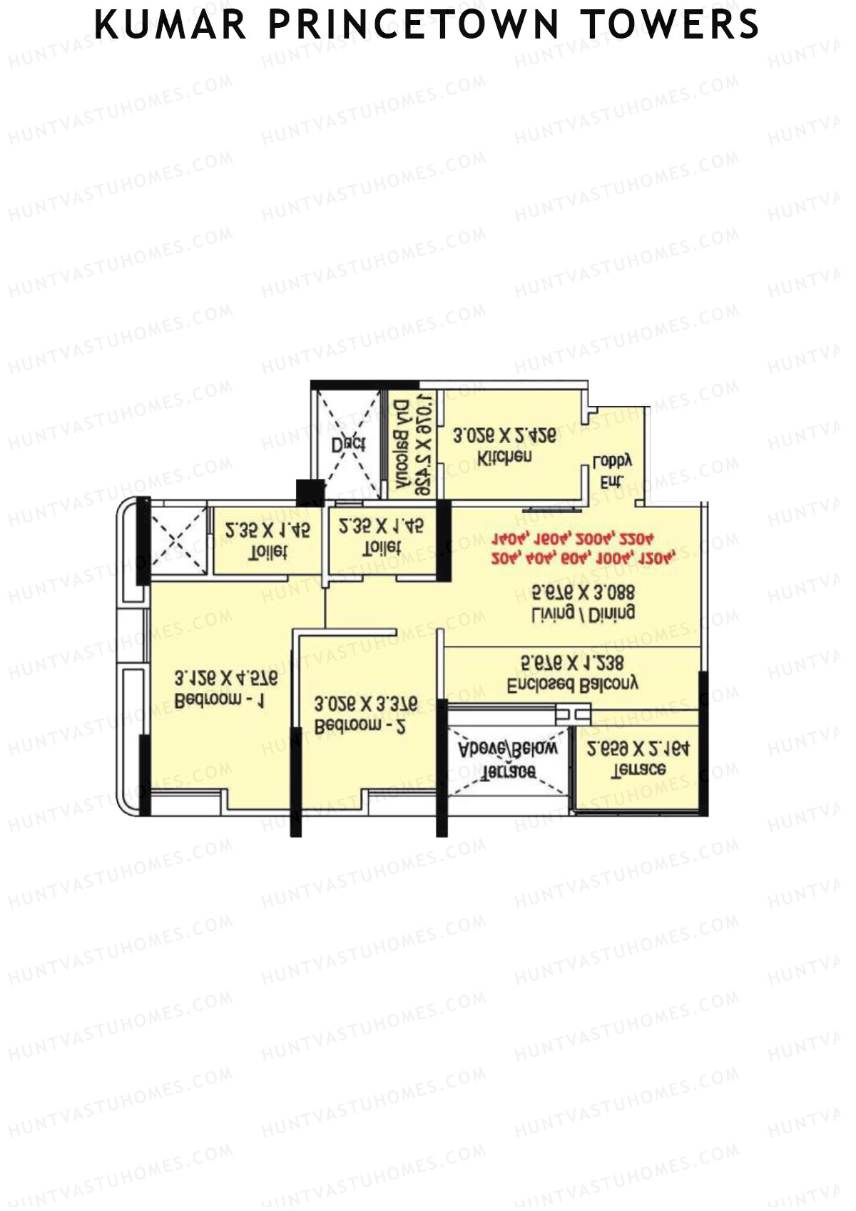 Kumar Princetown Towers Tower C3 Unit 3 Floor Plan