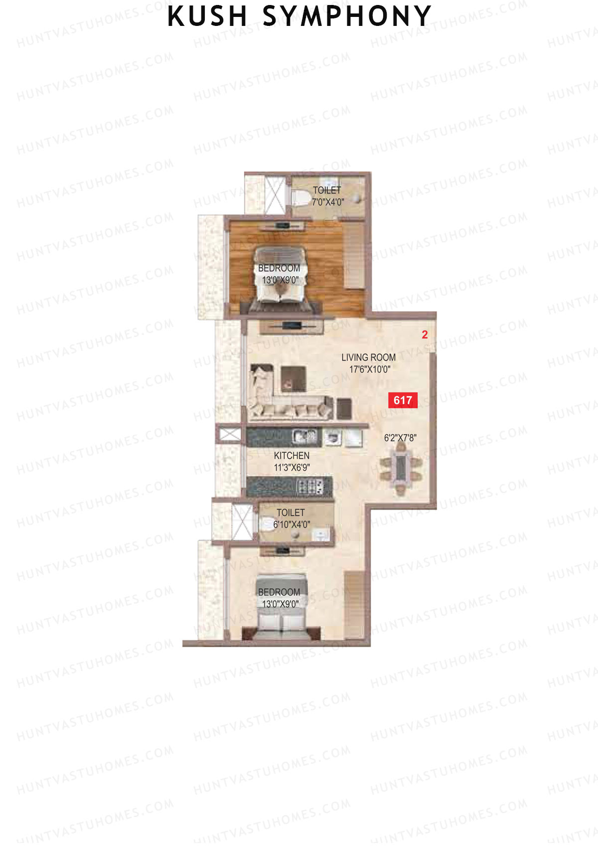Kush Symphony Wing A Unit 2 Floor Plan