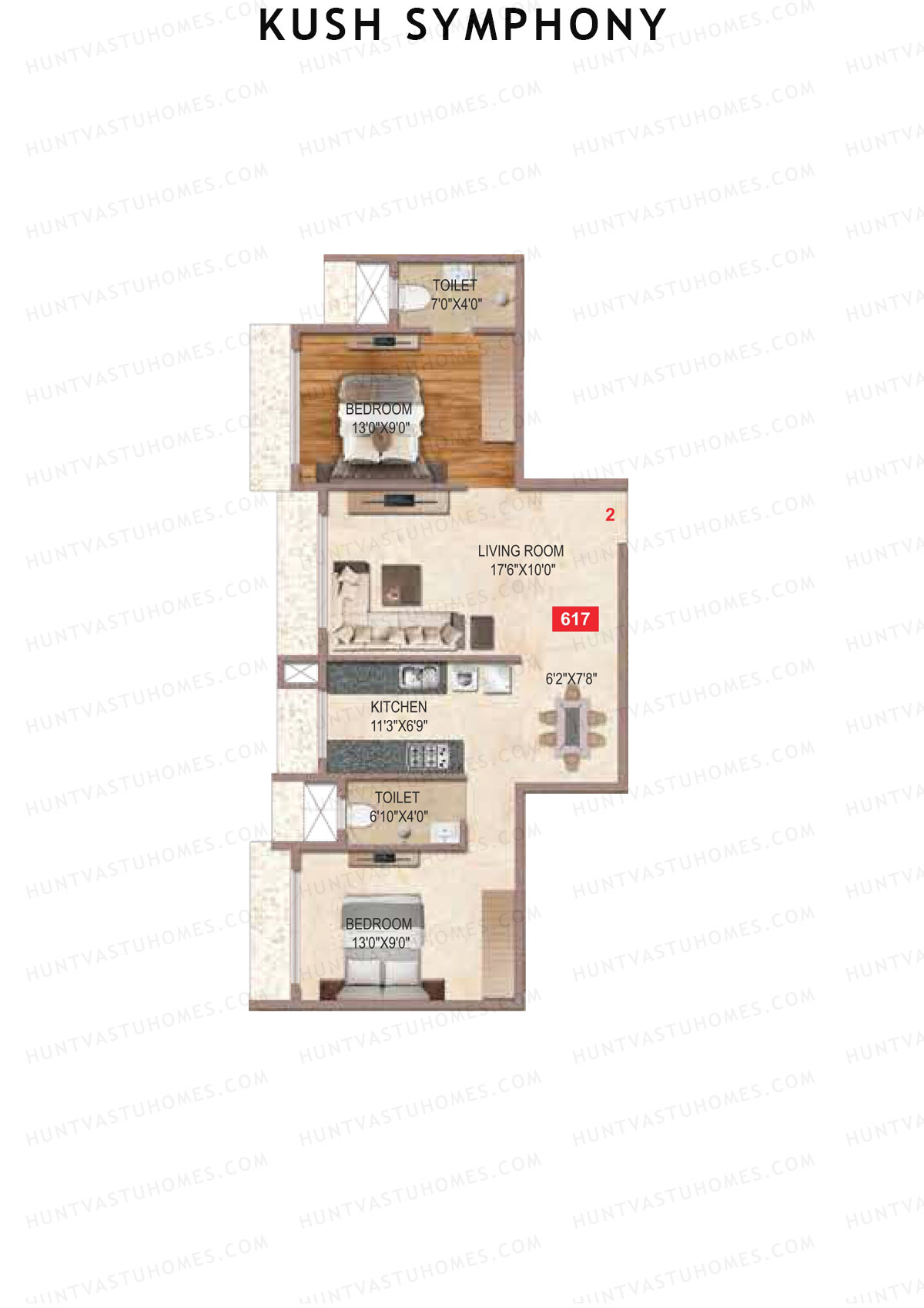 Kush Symphony Wing A Unit 2 Floor Plan