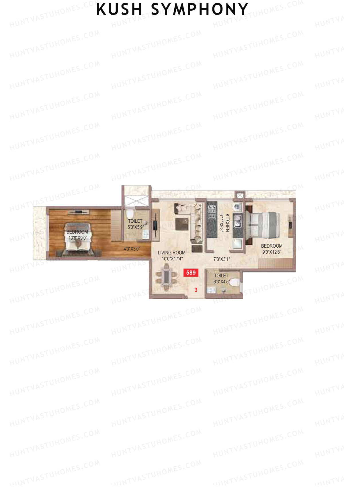 Kush Symphony Wing A Unit 3 Floor Plan