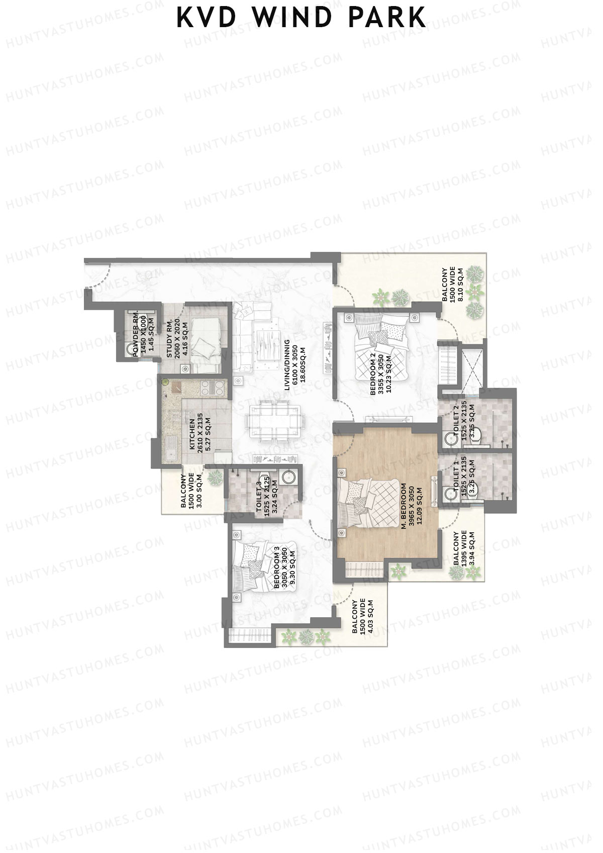 KVD Wind Park Tower 1 Unit 1 Floor Plan