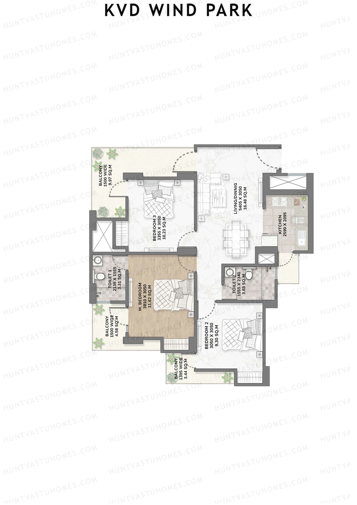 KVD Wind Park Tower 1 Unit 3 Floor Plan