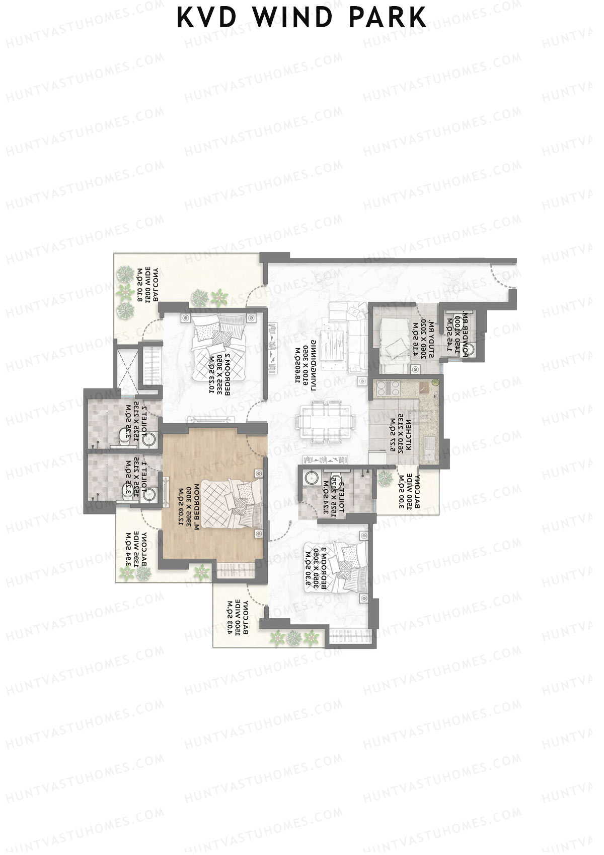 KVD Wind Park Tower 2 Unit 1 Floor Plan