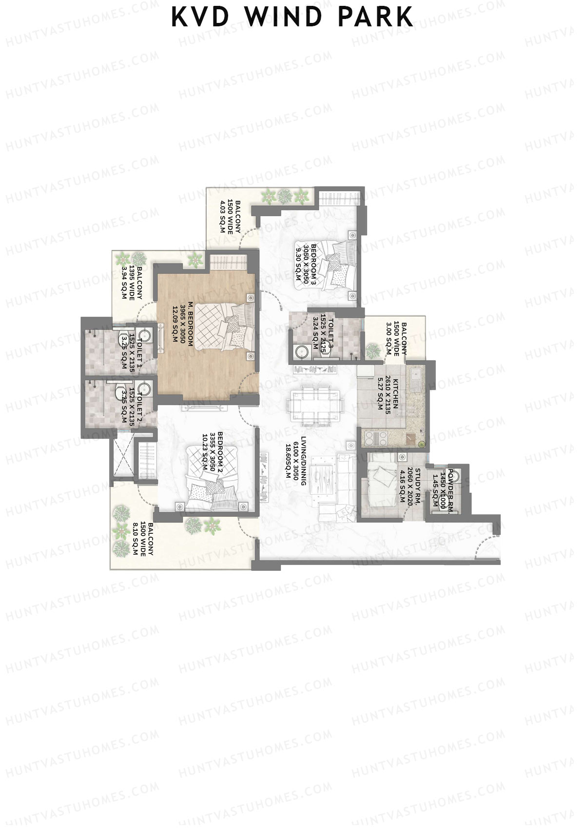 KVD Wind Park Tower 2 Unit 2 Floor Plan
