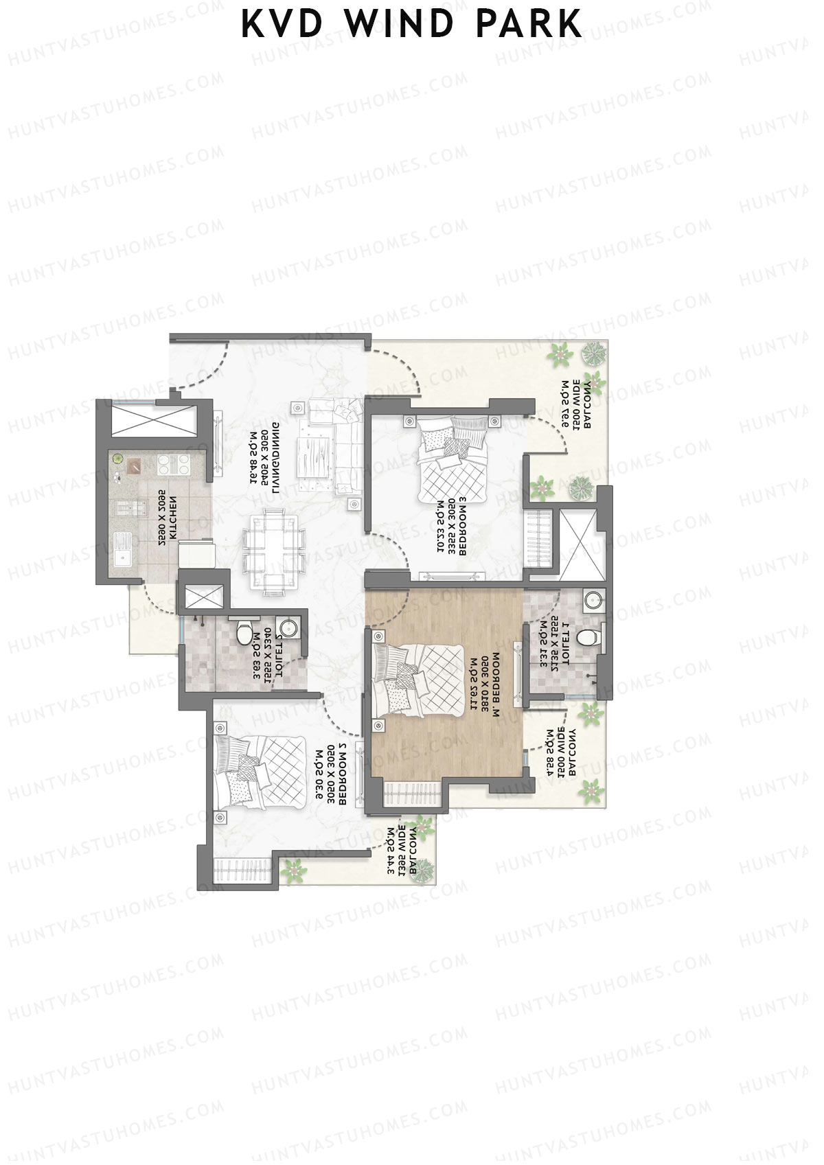 KVD Wind Park Tower 2 Unit 3 Floor Plan