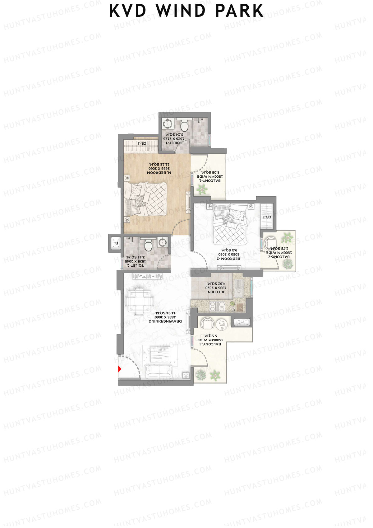 KVD Wind Park Tower 7 Unit 3 Type 1 Floor Plan