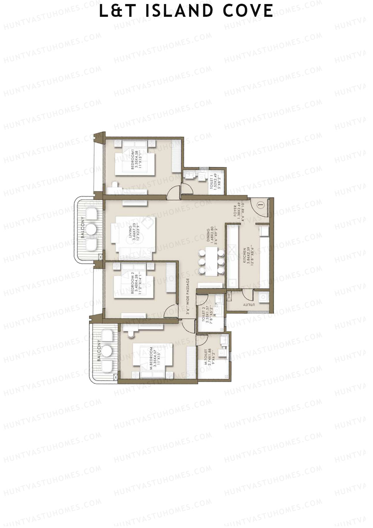 L&T Island Cove Tower 1 Unit 1 Floor Plan
