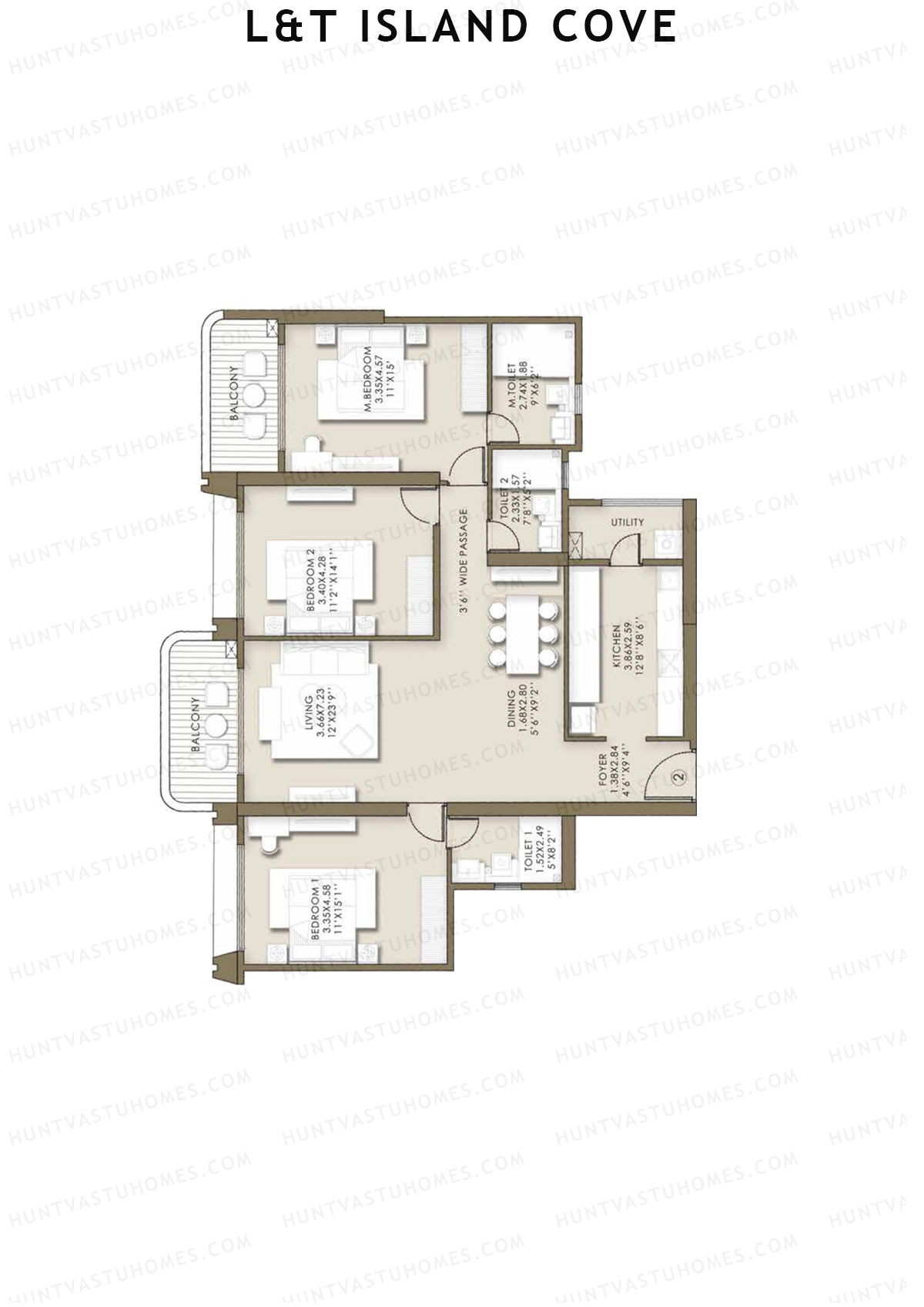 L&T Island Cove Tower 1 Unit 2 Floor Plan